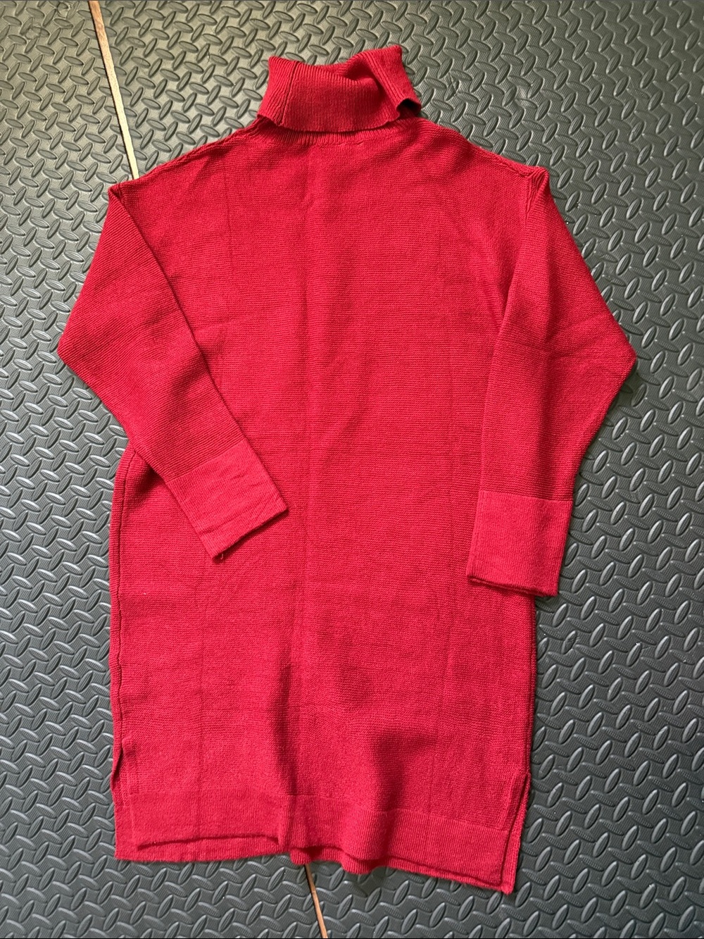 Women's Red Turtleneck Knit Dress - Long Sleeve